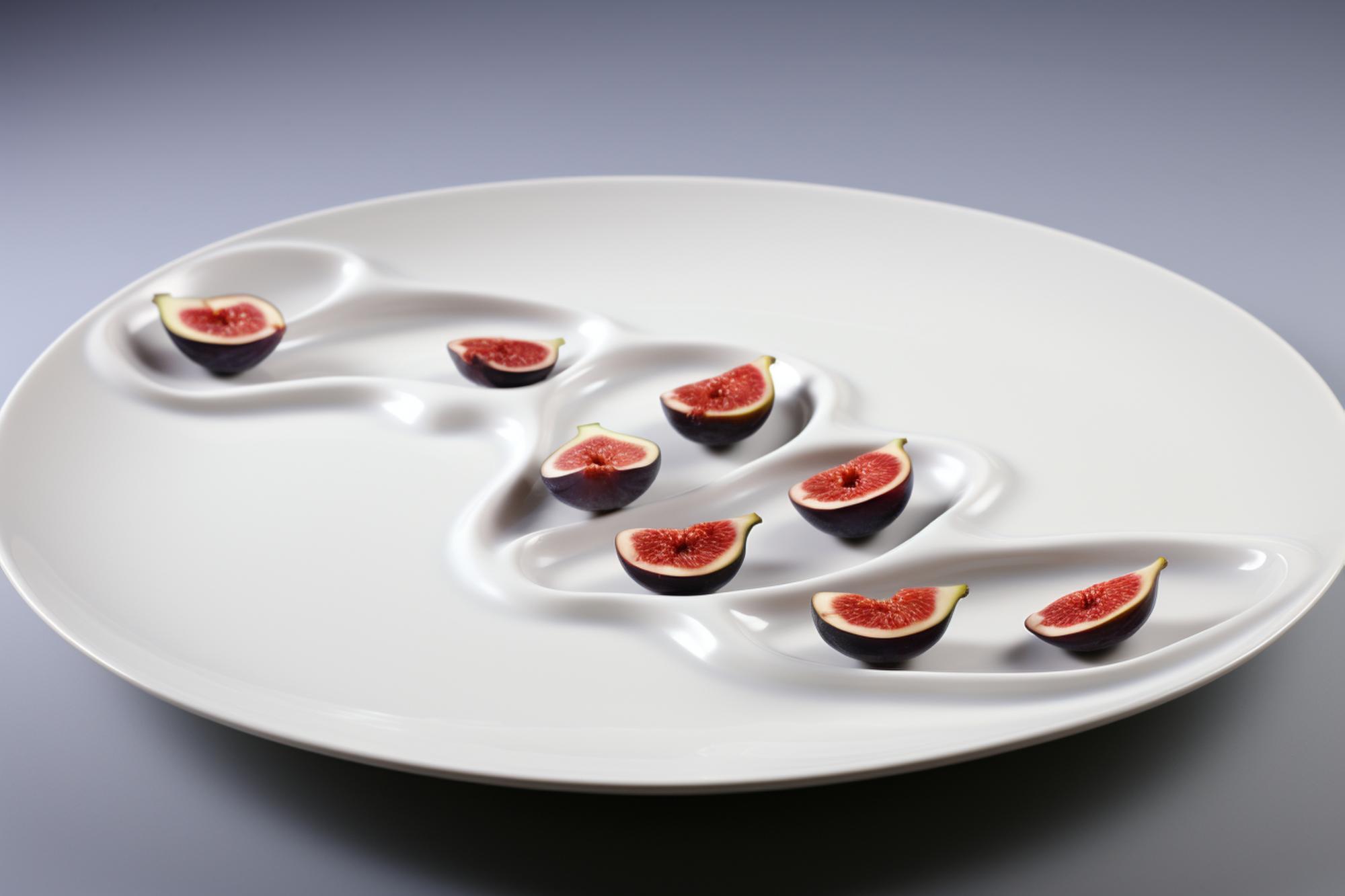 Large close-up of plated modern dish in studio